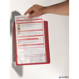   Bemutatótábla tartó, fali, 5 db bemutatótáblával, DURABLE "VARIO® WALL 5", piros