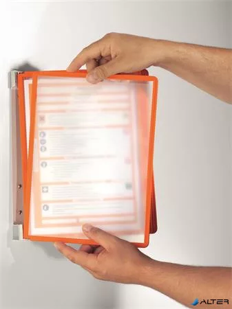 Bemutatótábla tartó, fali, 5 db bemutatótáblával, DURABLE "VARIO® WALL 5", narancssárga