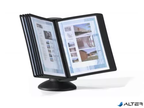 Bemutatótábla tartó, asztali, 10 db bemutatótáblával, DURABLE, 'Motion', fekete