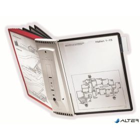   Bemutatótábla tartó, fali, 10 db bemutatótáblával, DURABLE "SHERPA WALL", piros
