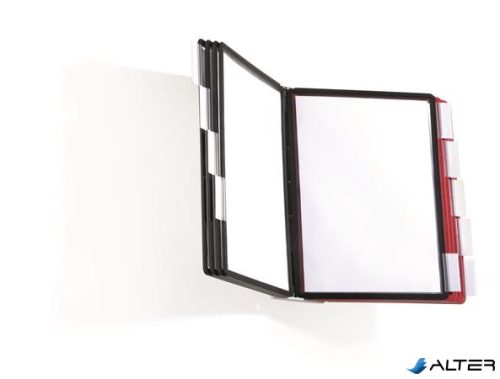 Bemutatótábla tartó, fali, 10 db bemutatótáblával, DURABLE "SHERPA WALL", piros