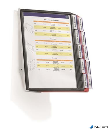 Bemutatótábla tartó, fali, 10 db bemutatótáblával, DURABLE "SHERPA WALL", piros