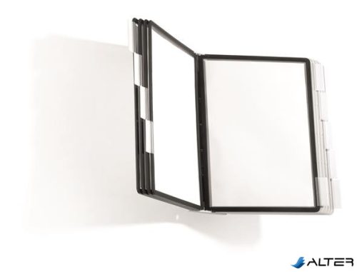 Bemutatótábla tartó, fali, 10 db bemutatótáblával, DURABLE "SHERPA WALL", szürke