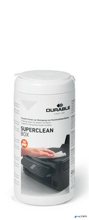 Tisztítókendő, műanyag felületre, 100 db, DURABLE "SUPERCLEAN BOX 100"