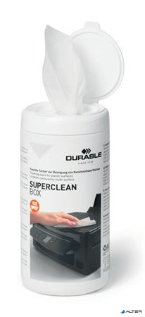 Tisztítókendő, műanyag felületre, 100 db, DURABLE 'SUPERCLEAN BOX 100'