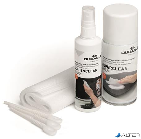 Tisztító szett, műanyag felületre, képernyőhöz, DURABLE