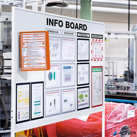 Bemutatótábla tartó, fali, mágneses, 5 db bemutatótáblával, DURABLE 'VARIO® 5 MAGNET', narancssárga