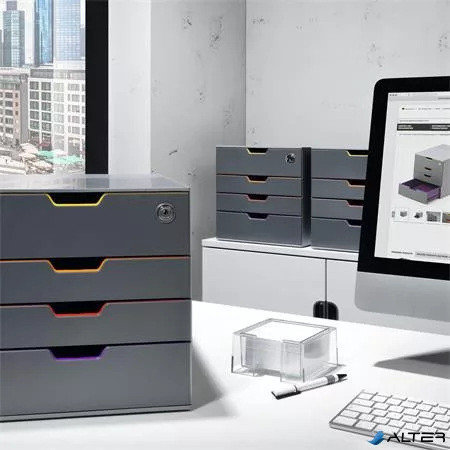 Irattároló, műanyag, 4 fiókos, 1 zárható fiókkal, DURABLE "VARICOLOR® SAFE"