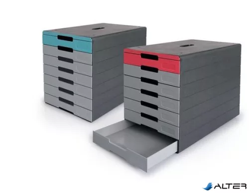 Irattároló, műanyag, 7 fiókos, DURABLE 'Idealbox pro 7', piros