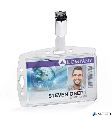 Azonosítókártya-tartó, akril, zárt, csíptetővel, DURABLE
