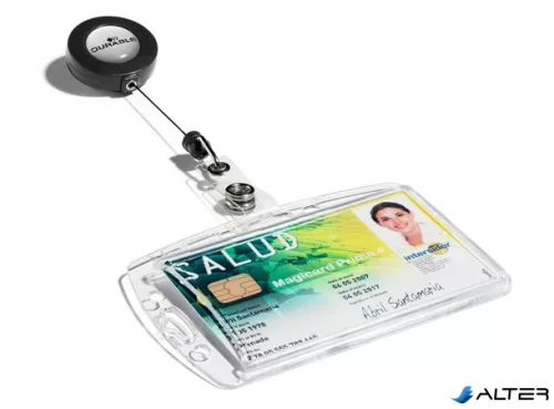 Azonosítókártya-tartó, kihúzható, akril, zárt, DURABLE