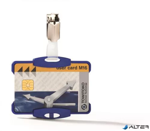 Azonosítókártya-tartó, 54x85 mm, csiptetővel, DURABLE, kék