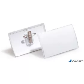   Névkitűző, csíptetővel és tűvel, PP, 54x90 mm, DURABLE "CLICK FOLD"