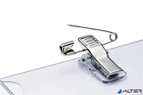 Névkitűző, csíptetővel és tűvel, PP, 54x90 mm, DURABLE "CLICK FOLD"