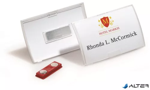 Névkitűző, mágneses, 54x90 mm, DURABLE "CLICK FOLD", áttetsző