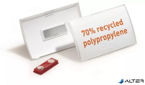 Névkitűző, mágneses, 54x90 mm, DURABLE "CLICK FOLD", áttetsző