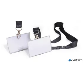   Névkitűző, nyakbaakasztóval, 54x90 mm, DURABLE 'CLICK FOLD', áttetsző