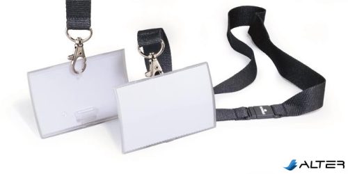 Névkitűző, nyakbaakasztóval, 54x90 mm, DURABLE "CLICK FOLD", áttetsző