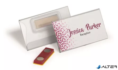 Névkitűző, mágnessel, elfordulásgátlóval, 75x40 mm, DURABLE