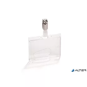   Azonosítókártya-tartó, nyitott, csíptetővel, átlátszó