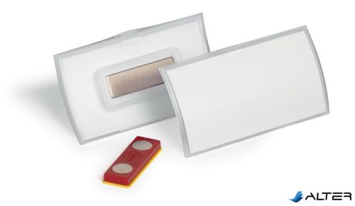 Névkitűző, mágnessel, elfordulásgátlóval, 75x40 mm, DURABLE "CLICK FOLD"
