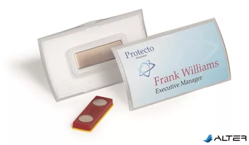 Névkitűző, mágnessel, elfordulásgátlóval, 75x40 mm, DURABLE 'CLICK FOLD'