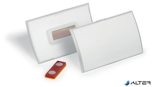 Névkitűző, mágnessel, elfordulásgátlóval, 90x54 mm, DURABLE "CLICK FOLD"