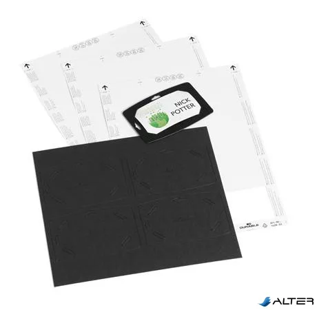 Névkitűző, 54x90 mm, újrafeldolgozott karton, DURABLE, fekete