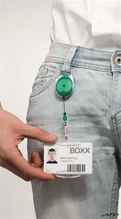 Azonosítókártya-tartó, kihúzható, karabineres, DURABLE 'STYLE, zöld