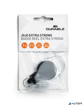 Azonosítókártya-tartó, kihúzható, patentos, DURABLE "Extra Strong", fekete