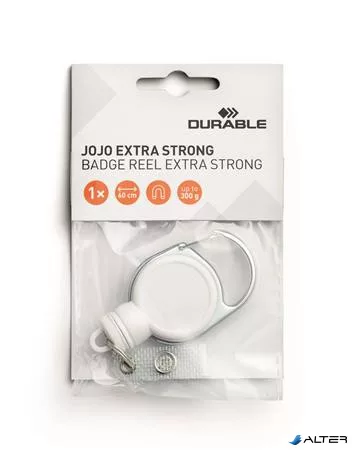 Azonosítókártya-tartó, kihúzható, patentos, DURABLE "Extra strong", fehér