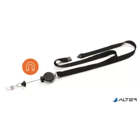   Azonosítókártya-tartó, kihúzható, patentos, nyakbaakasztóval, DURABLE 'Extra Strong', fekete