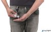 Kézfertőtlenítő-tartó, kihúzható, karabineres, DURABLE "Extra Strong", fekete