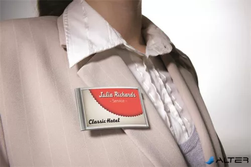 Névkitűző, 34x74 mm, mágneses, DURABLE "CLASSIC", ezüst