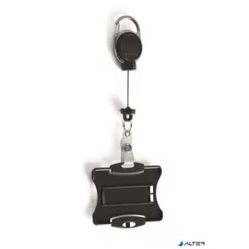   Azonosítókártya-tartó, kihúzható, karabineres, DURABLE "Extra strong", kártyatartóval, fekete