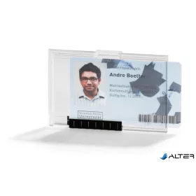   Azonosítókártya-tartó, 1 kártyához, zárt, DURABLE "PUSHBOX", áttetsző