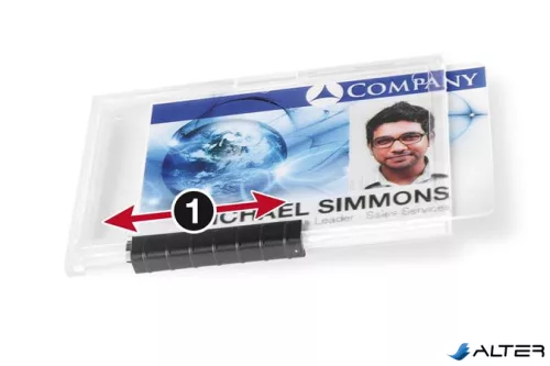 Azonosítókártya-tartó, 1 kártyához, zárt, DURABLE 'PUSHBOX', áttetsző