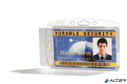Azonosítókártya-tartó, 2 kártyához, zárt, DURABLE "ENCLOSED", áttetsző