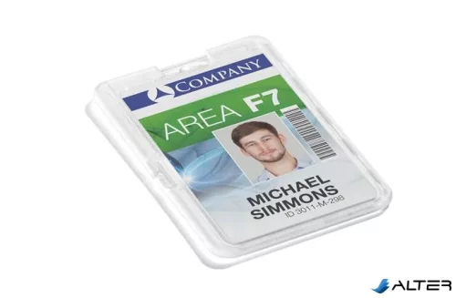 Azonosítókártya-tartó, biztonsági, zárt, 1 kártyához, DURABLE "Permanent", áttetsző