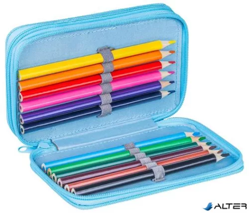 Tolltartó, töltött, 2 emeletes, cipzáras, "Gimboo Jumbo", gamer, kék