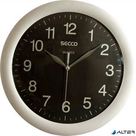 Falióra, 30 cm, SECCO "Sweep Second", ezüst/fekete