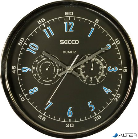 Falióra, 30,5 cm, páratartalom mérővel, hőmérővel SECCO, króm színű