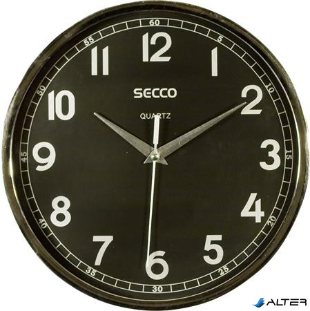 Falióra, 24,5 cm, fekete számlap, SECCO, króm színű keretes