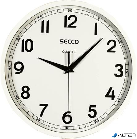 Falióra, 24,5 cm, SECCO, fényes fehér keret