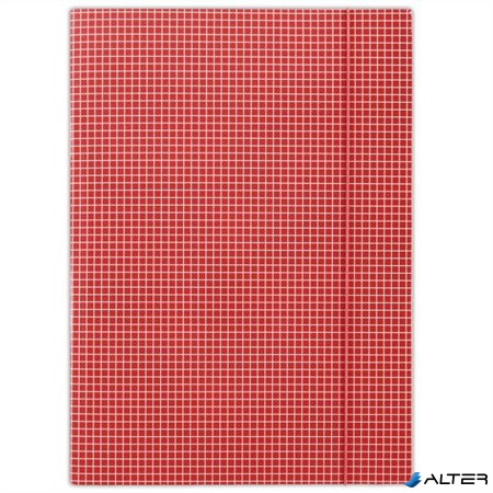 Gumis mappa, karton, A4, kockás, DONAU, piros