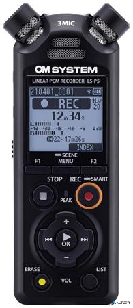 Diktafon, digitális, 16 GB memória, OM SYSTEM "LS-P5", fekete