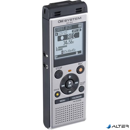 Diktafon, digitális, 4 GB memória,OM SYSTEM "WS-882", ezüst