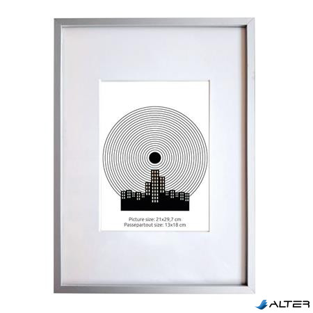 Képkeret, 21x29,7 cm, aluminium keret, "Fotoplus", ezüst