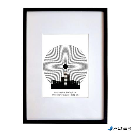 Képkeret, 21x29,7 cm, aluminium keret, "Fotoplus", fekete