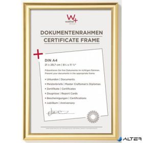   Képkeret, műanyag, 21x29,7 cm, A4, "Walther Trendstyle", arany